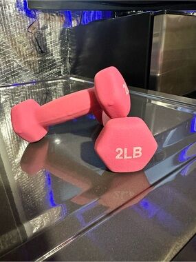 Pink 2 LB Neoprene Hex Dumbbells - Pair